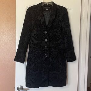 Giacca Black Coat soft velvet textured Lined, warm, womens medium